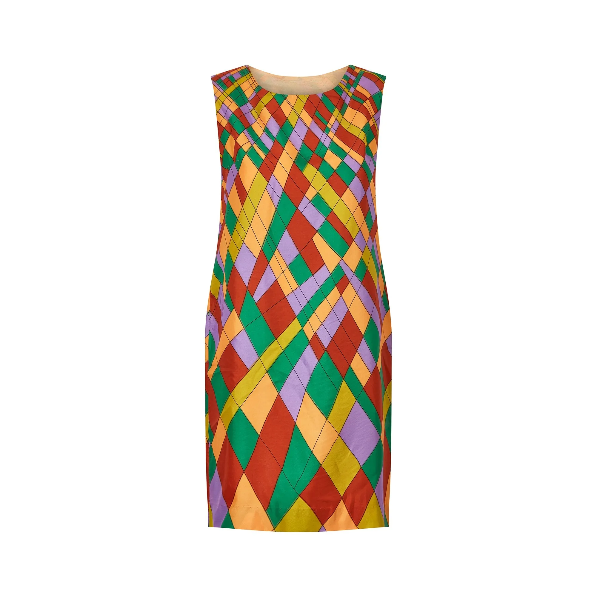 1960s Novelty Stained Glass Window Shift Dress