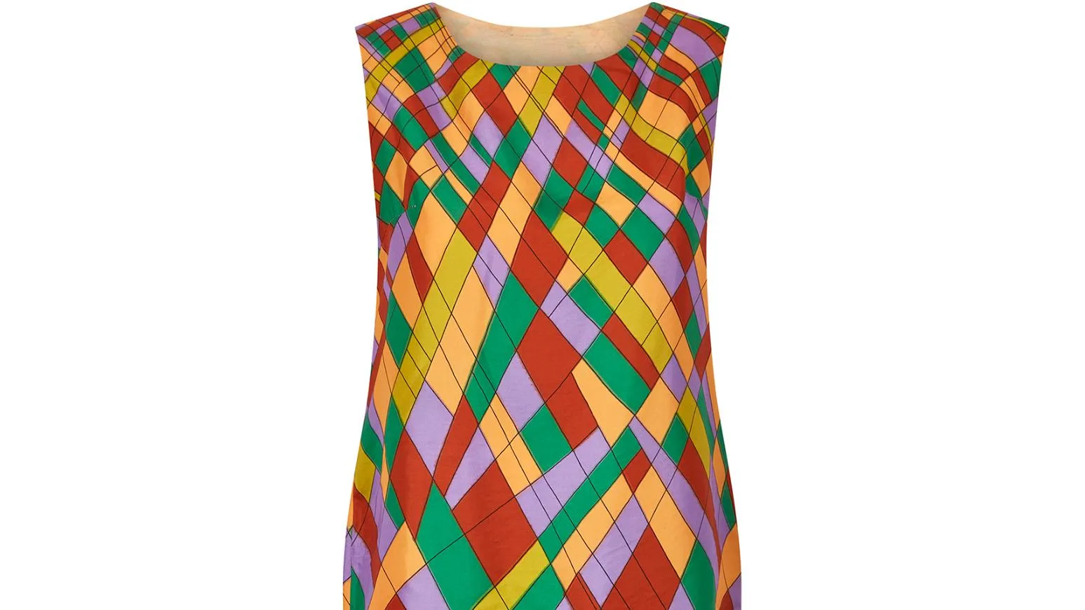 1960s Novelty Stained Glass Window Shift Dress