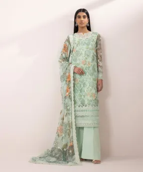 3 Piece - Embroidered Chiffon Suit