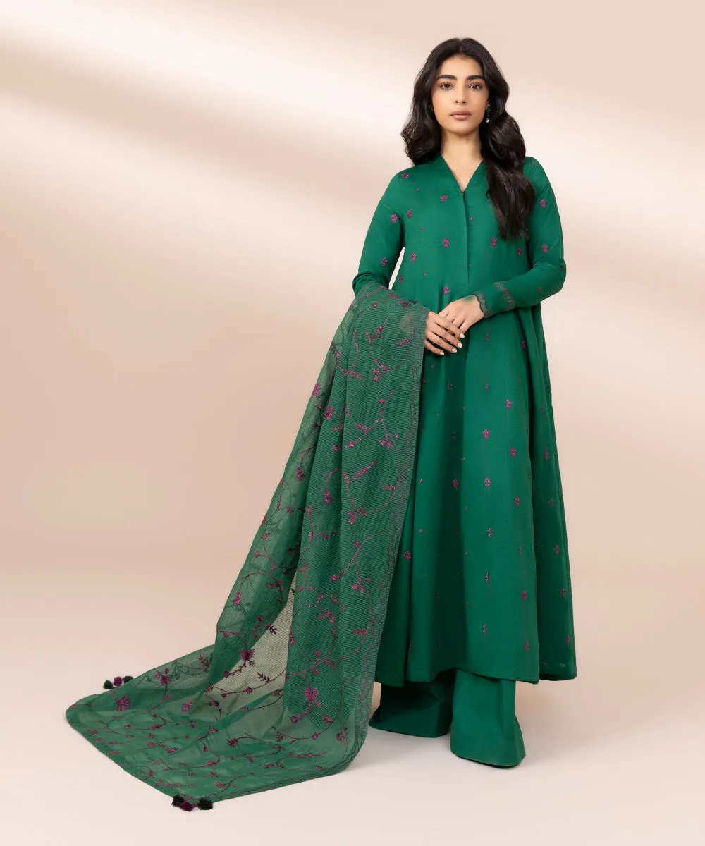 3 Piece - Embroidered Jacquard Suit