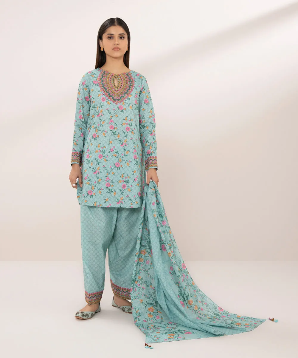 Elegant 3-Piece Embroidered Lawn Suit for Women - Stylish Summer Outfit with Intricate Design