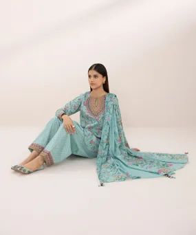 Elegant 3-Piece Embroidered Lawn Suit for Women - Stylish Summer Outfit with Intricate Design