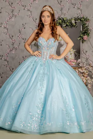 3D Floral Strapless Corset Ball Gown by GLS Gloria GL3332