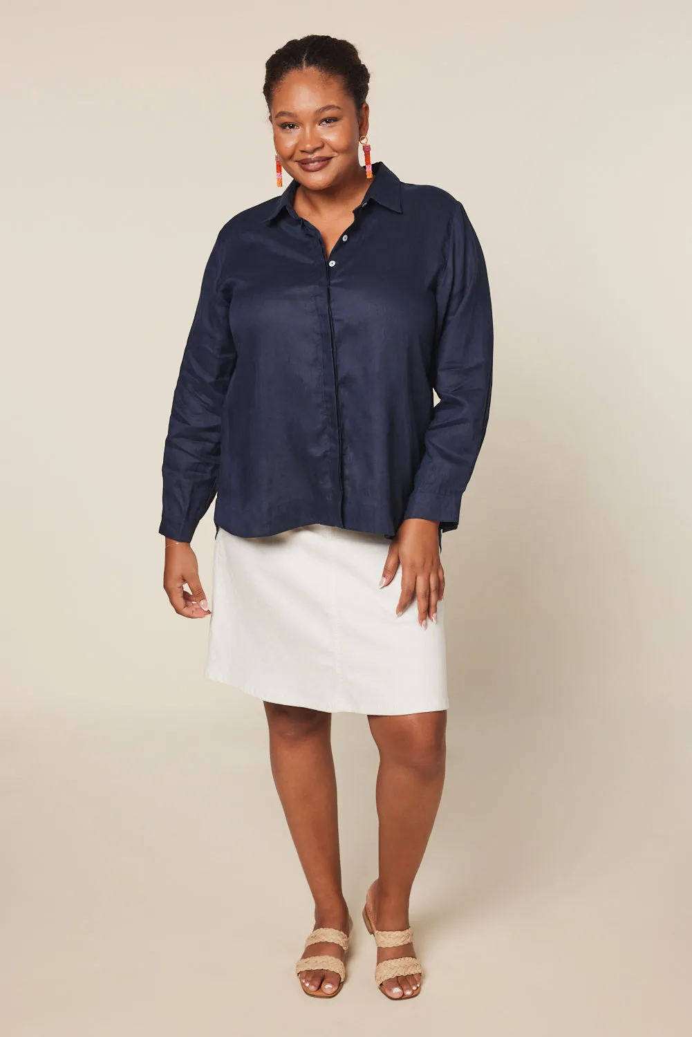 Adrift Denim Short A-Line Skirt in White