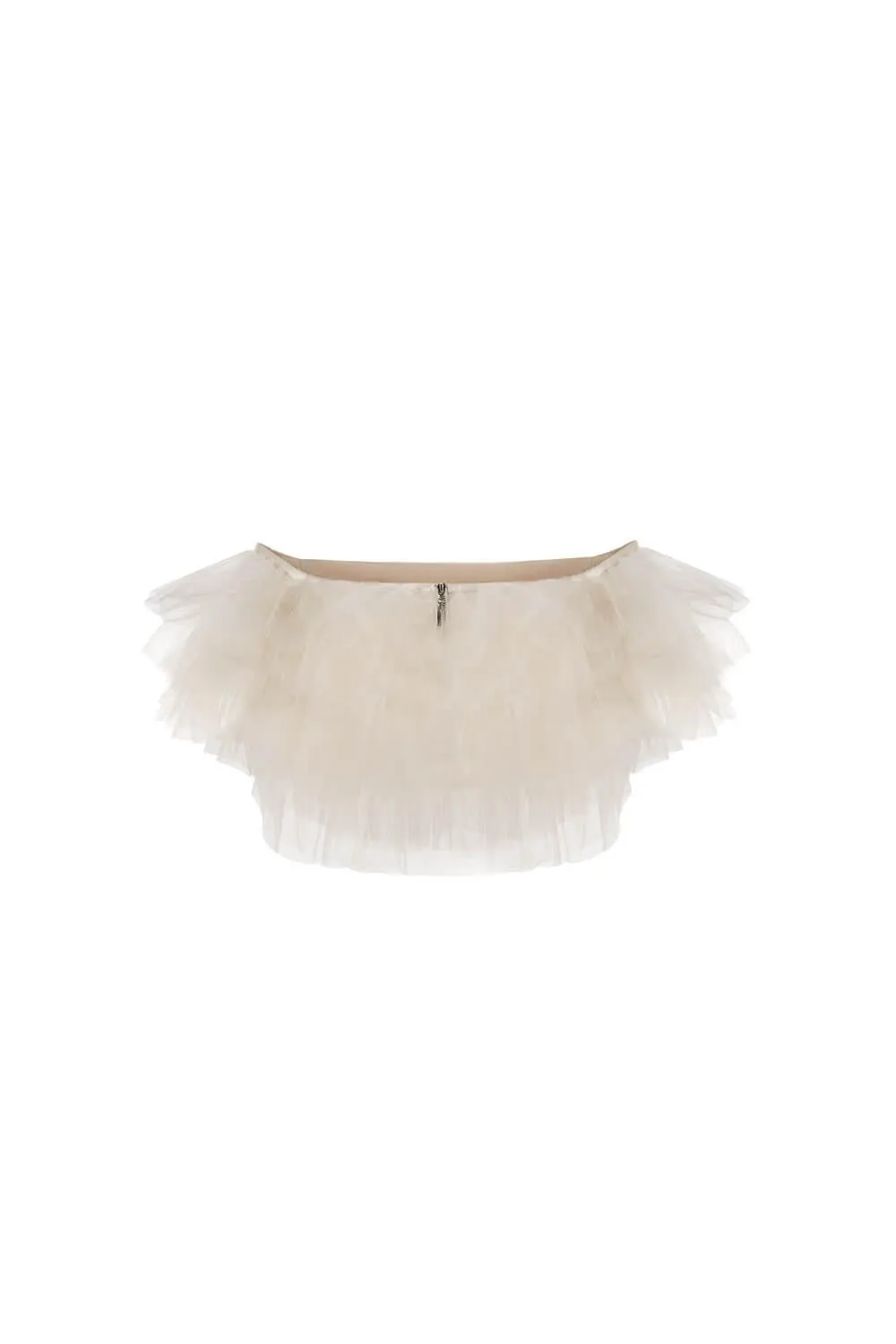 Almira Pleated Ruffled Tulle Crop Top