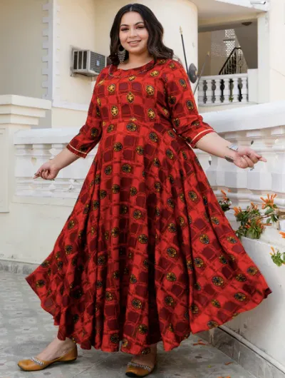 Anarkali Plus Size Maroon Kurti for women