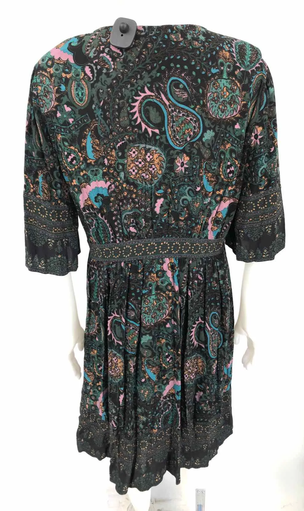 BA&SH Green & Black Multi-Color Paisley Size LARGE  (L) Dress