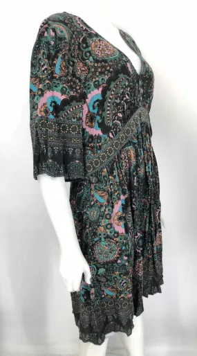 BA&SH Green & Black Multi-Color Paisley Size LARGE  (L) Dress