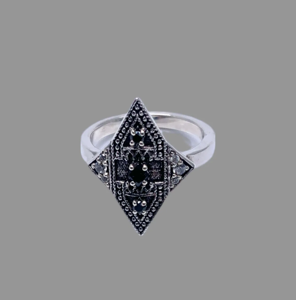 Ba&sh Teluga 925 Sterling Silver & Onyx Ring UK M