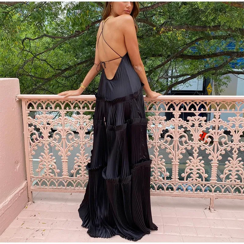 Backless Ruffles Maxi Dress