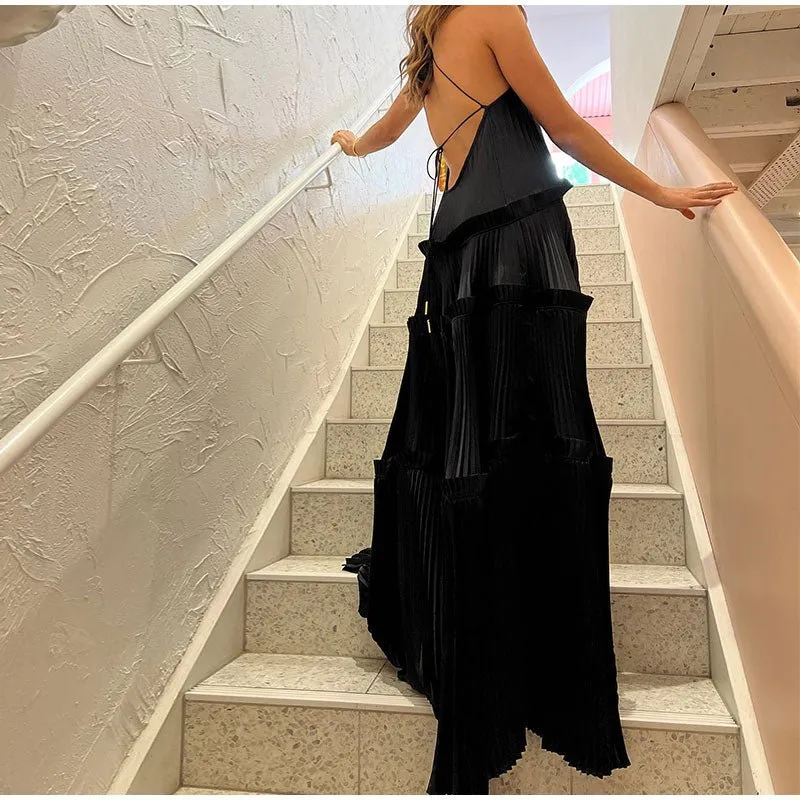 Backless Ruffles Maxi Dress