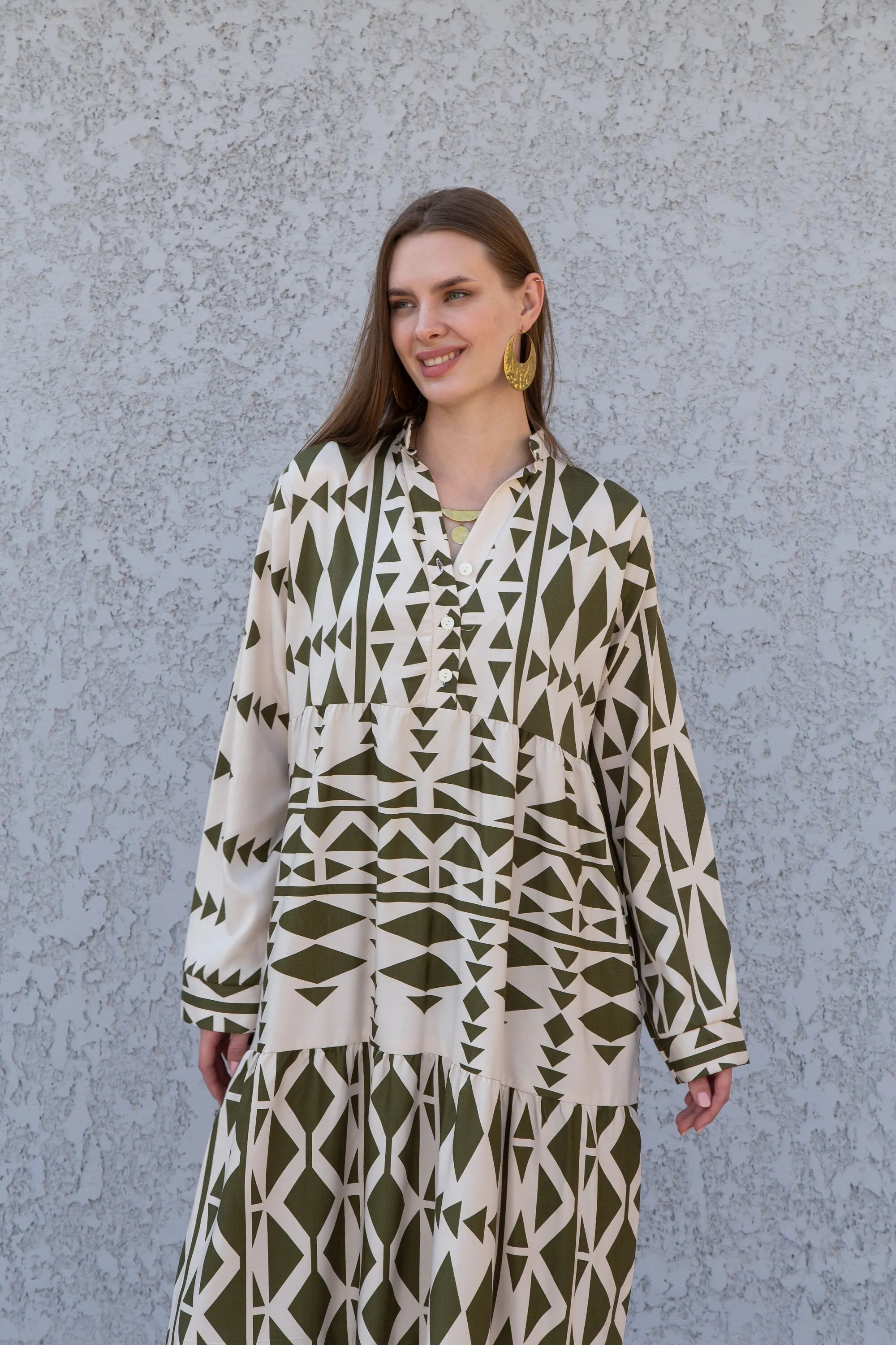 Beautiful olive green print caftan dress, Cotton caftan for women, women clothing, Boho maxi dress, Bohemian maxi dress, Boho summer caftan