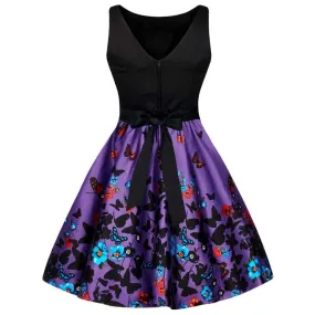 Black & Purple Floral Butterfly Dress