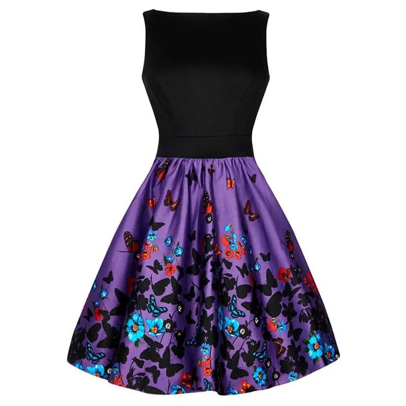 Black & Purple Floral Butterfly Dress