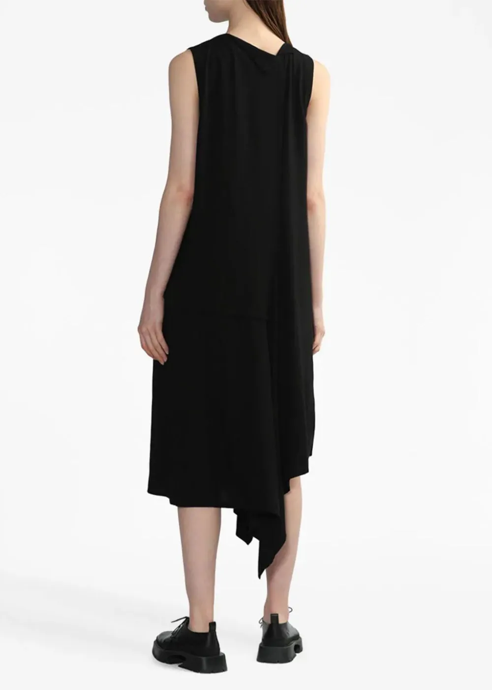 Black Asymmetric Sleeveless Dress