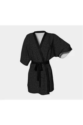 Black Leopard Print Kimono Robe