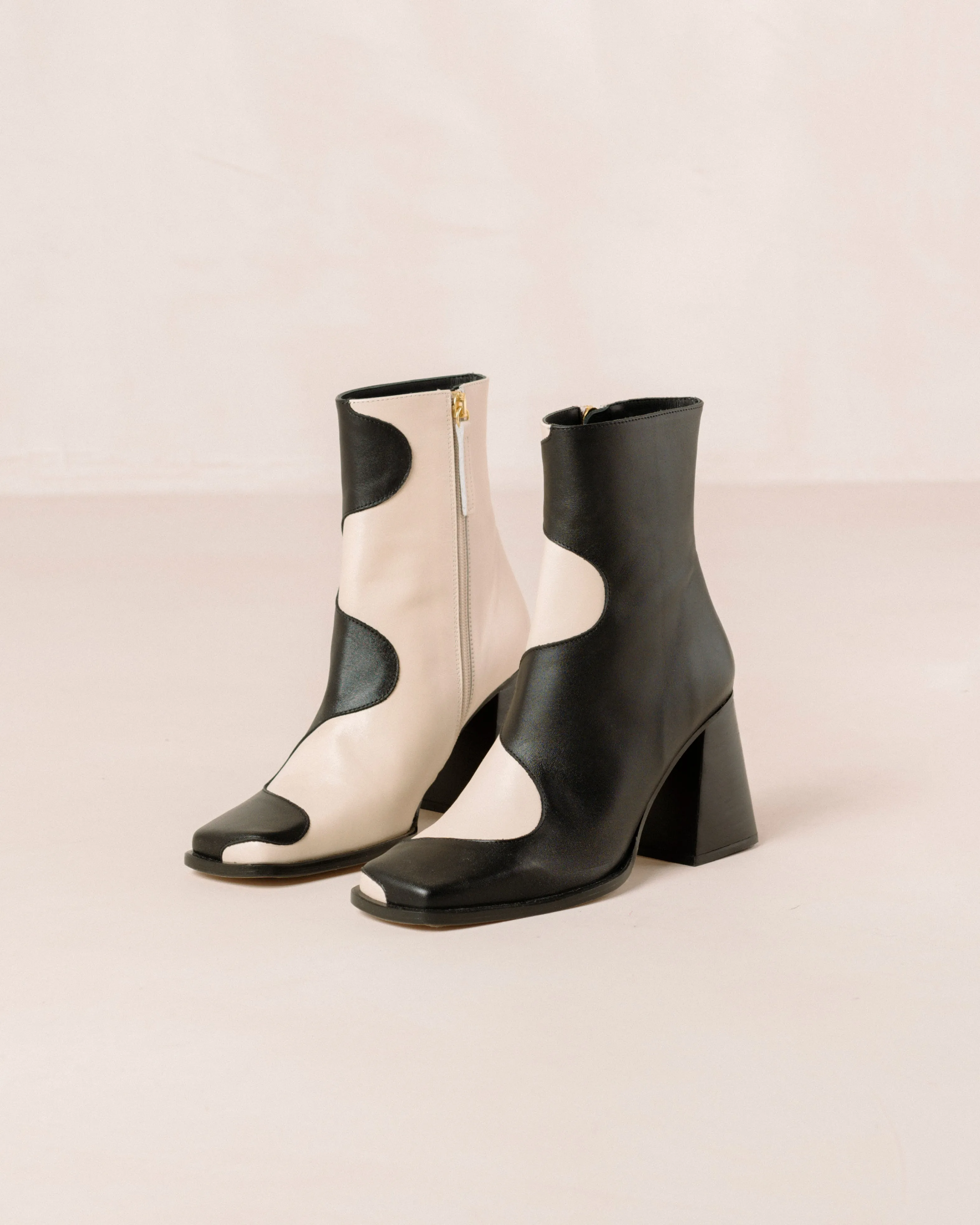 Blair Bicolor Black Cream Ankle Boots