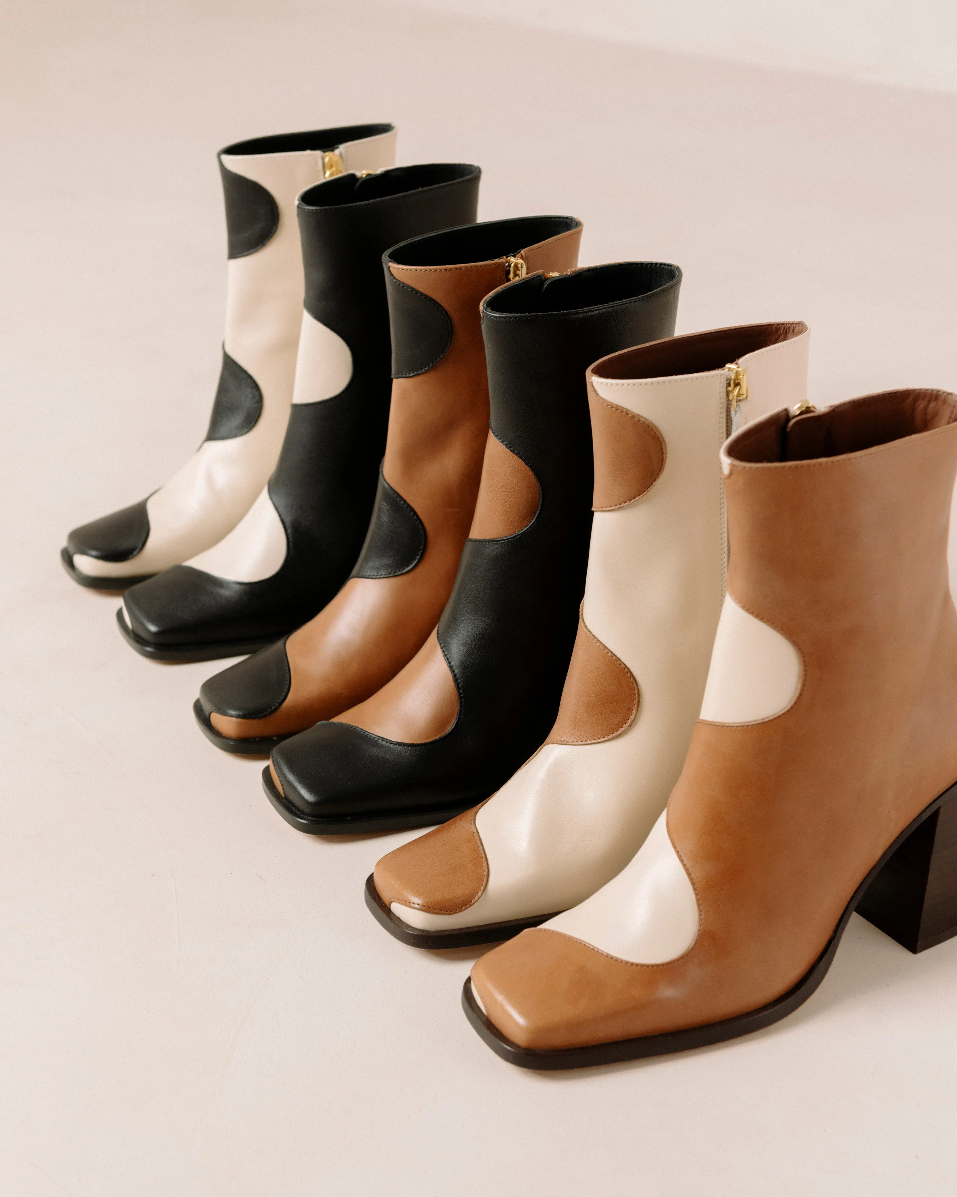 Blair Bicolor Black Cream Ankle Boots