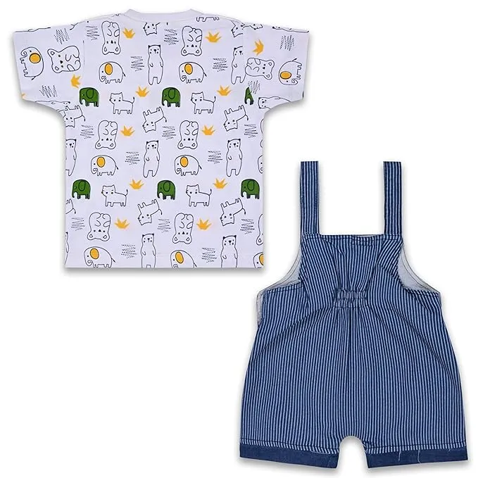 Boys Printed T-shirt and Dungaree Set