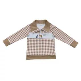 Boys Shirt - Quarter Zip - Western Dog Deer Duck to 14/16