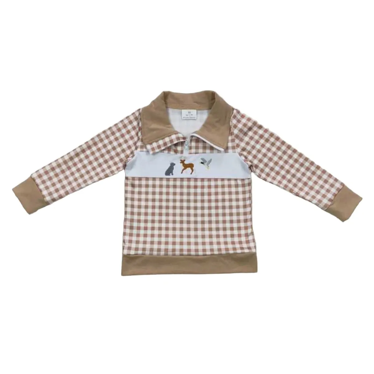 Boys Shirt - Quarter Zip - Western Dog Deer Duck to 14/16