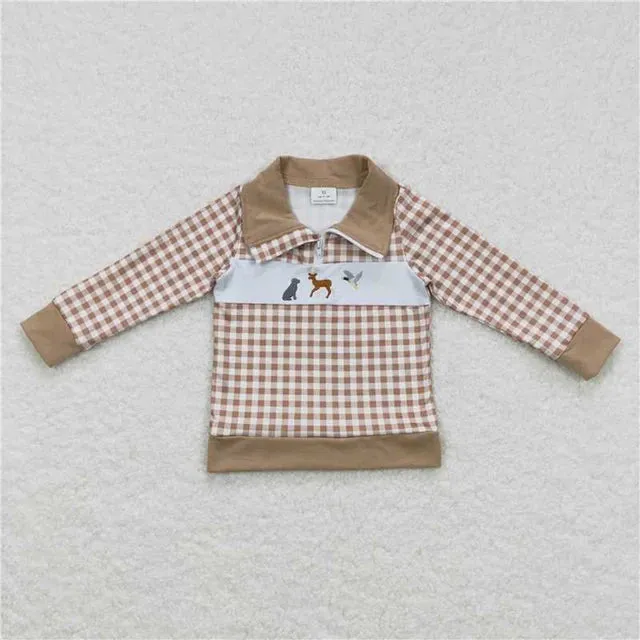 Boys Shirt - Quarter Zip - Western Dog Deer Duck to 14/16