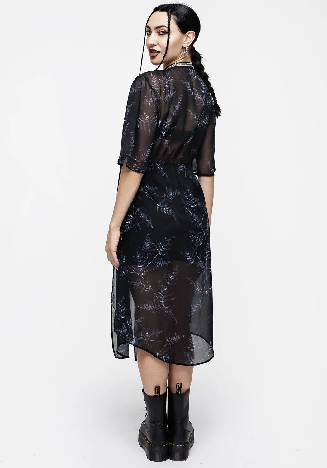 Bracken Sheer Chiffon Kimono Tie Front Dress