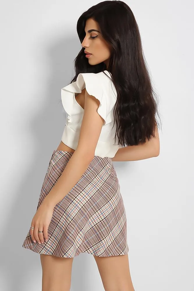 Brown Classic Plaid Trapeze Skirt