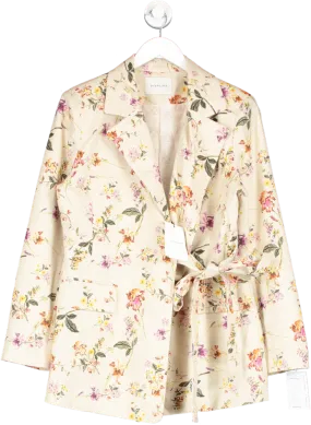 By Malina Cream Flora Blazer In Soft Floral Linen UK M