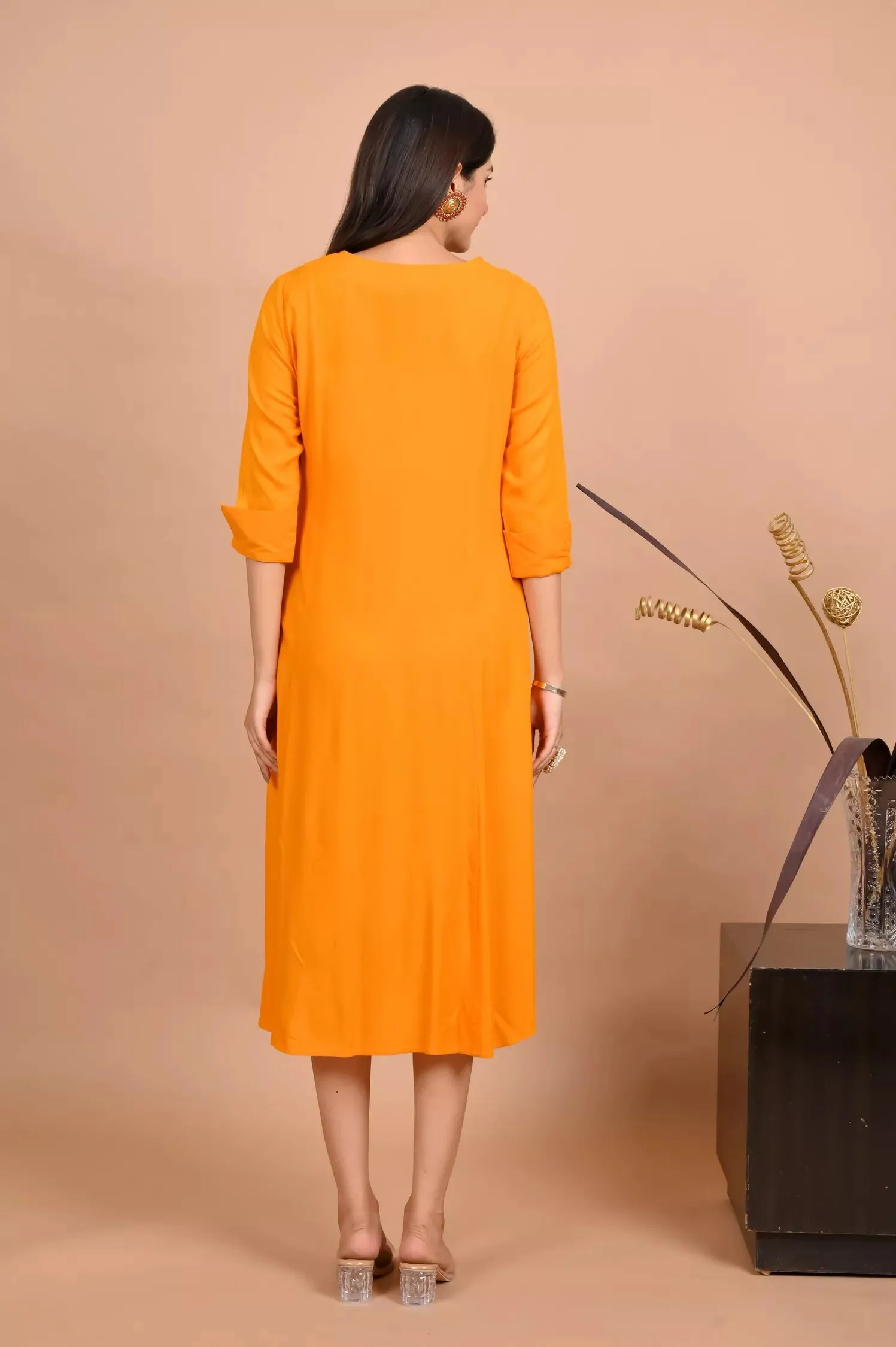 CANARY YELLOW BOX PLEATED LONG DRESS