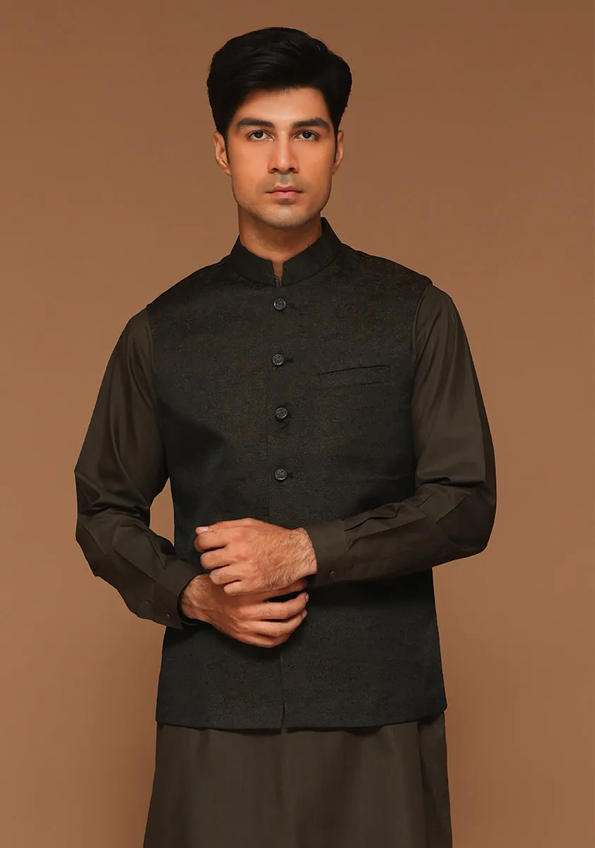 Classic Kambal Jamawar Winter Moss Traditional Waistcoat