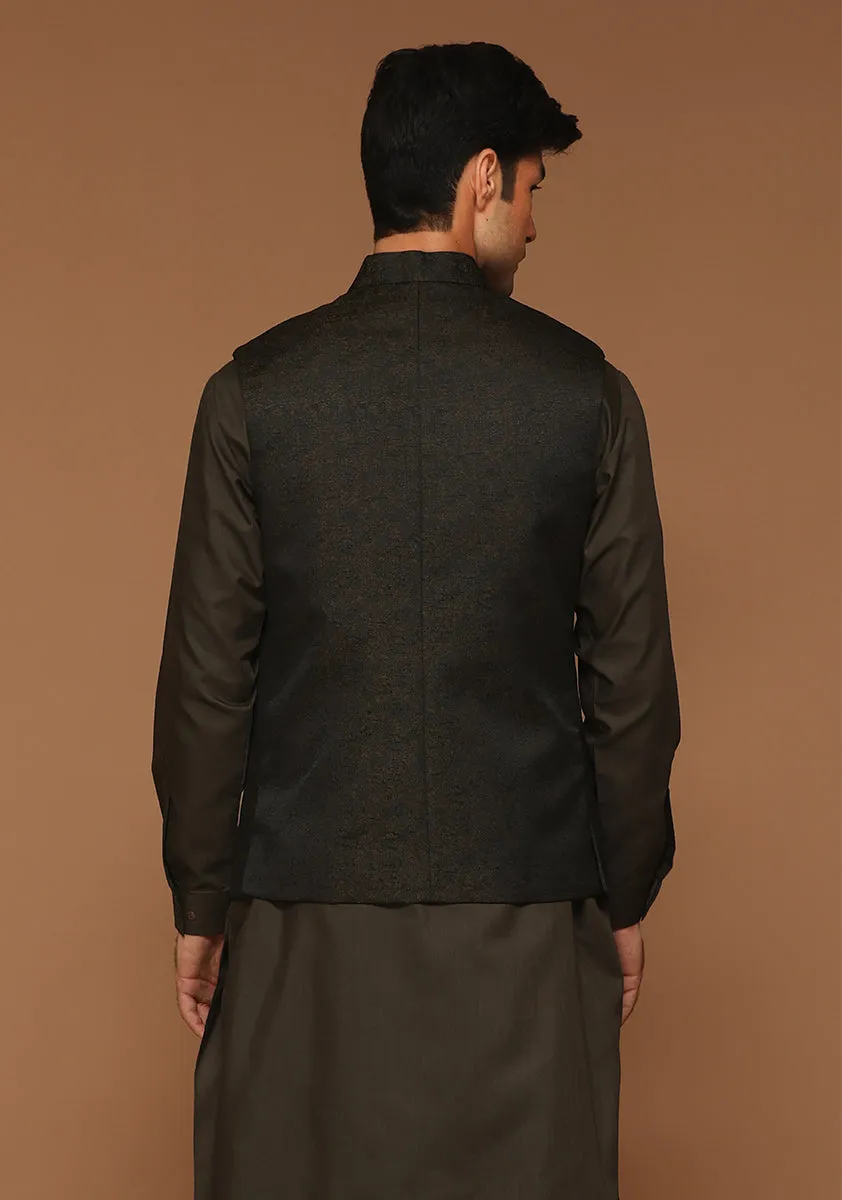 Classic Kambal Jamawar Winter Moss Traditional Waistcoat