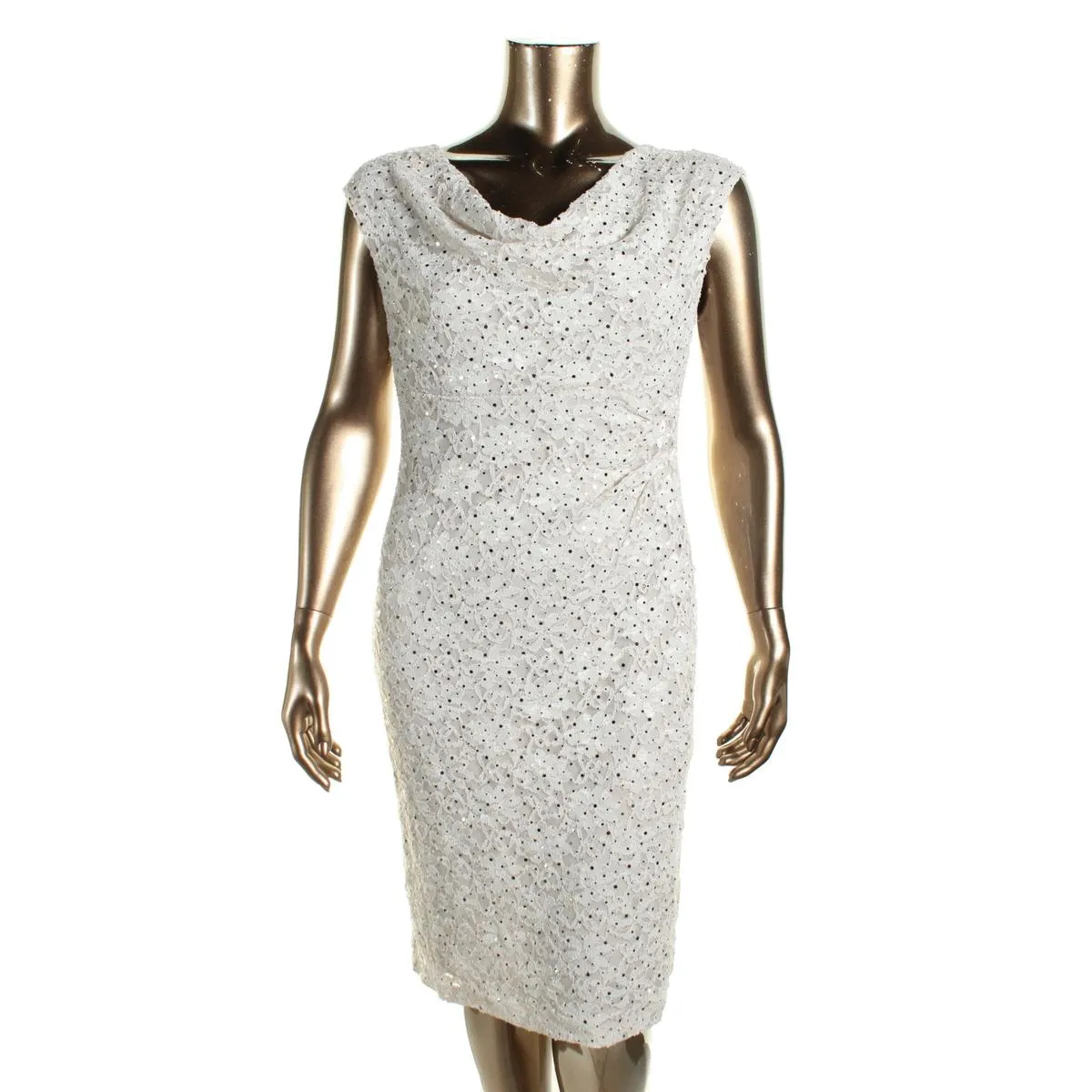 Connected Apparel Womens Lace Sequined Cocktail Dress