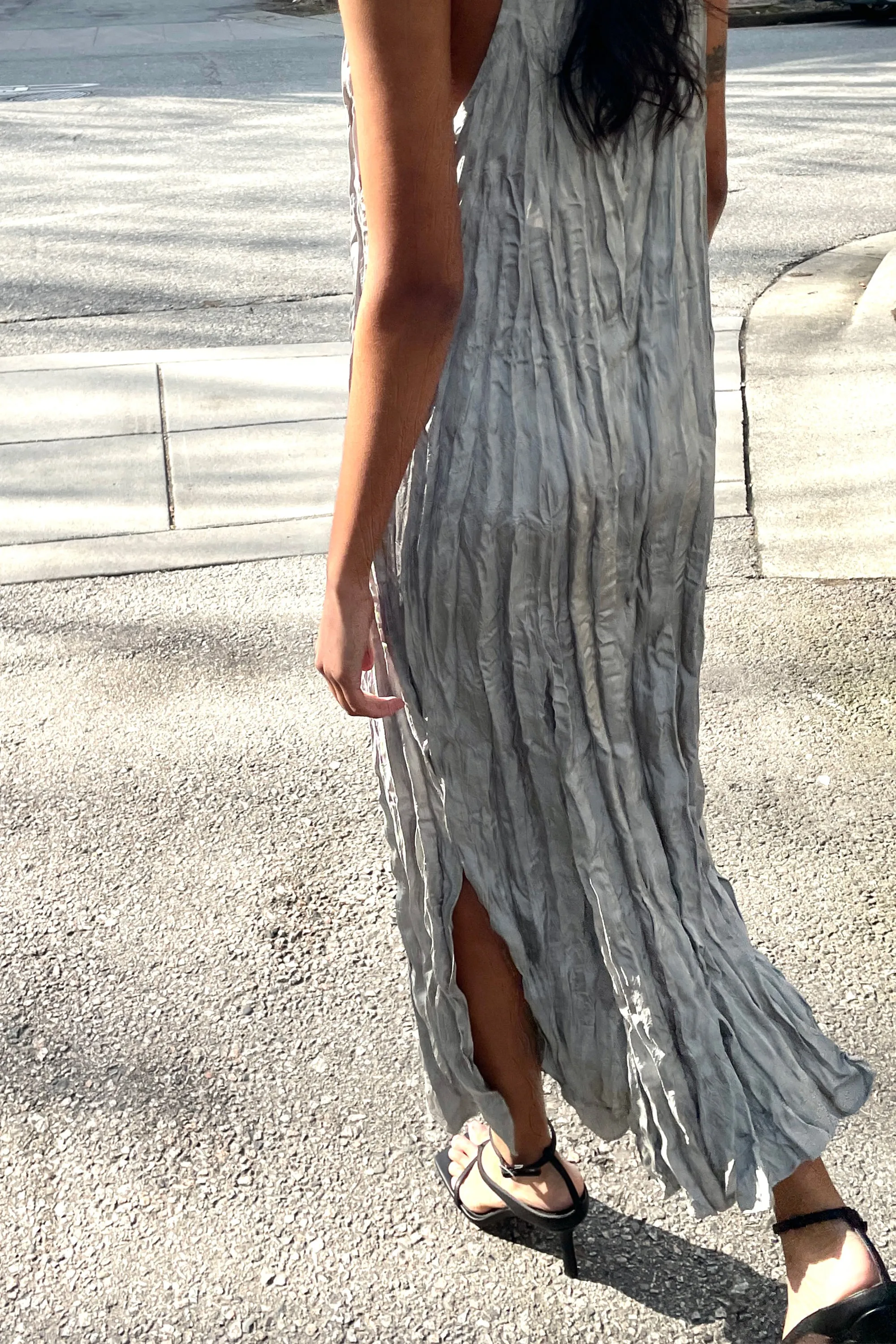 CRINKLED MIDI DRESS