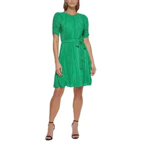 DKNY Womens Crinkled Mini Fit & Flare Dress