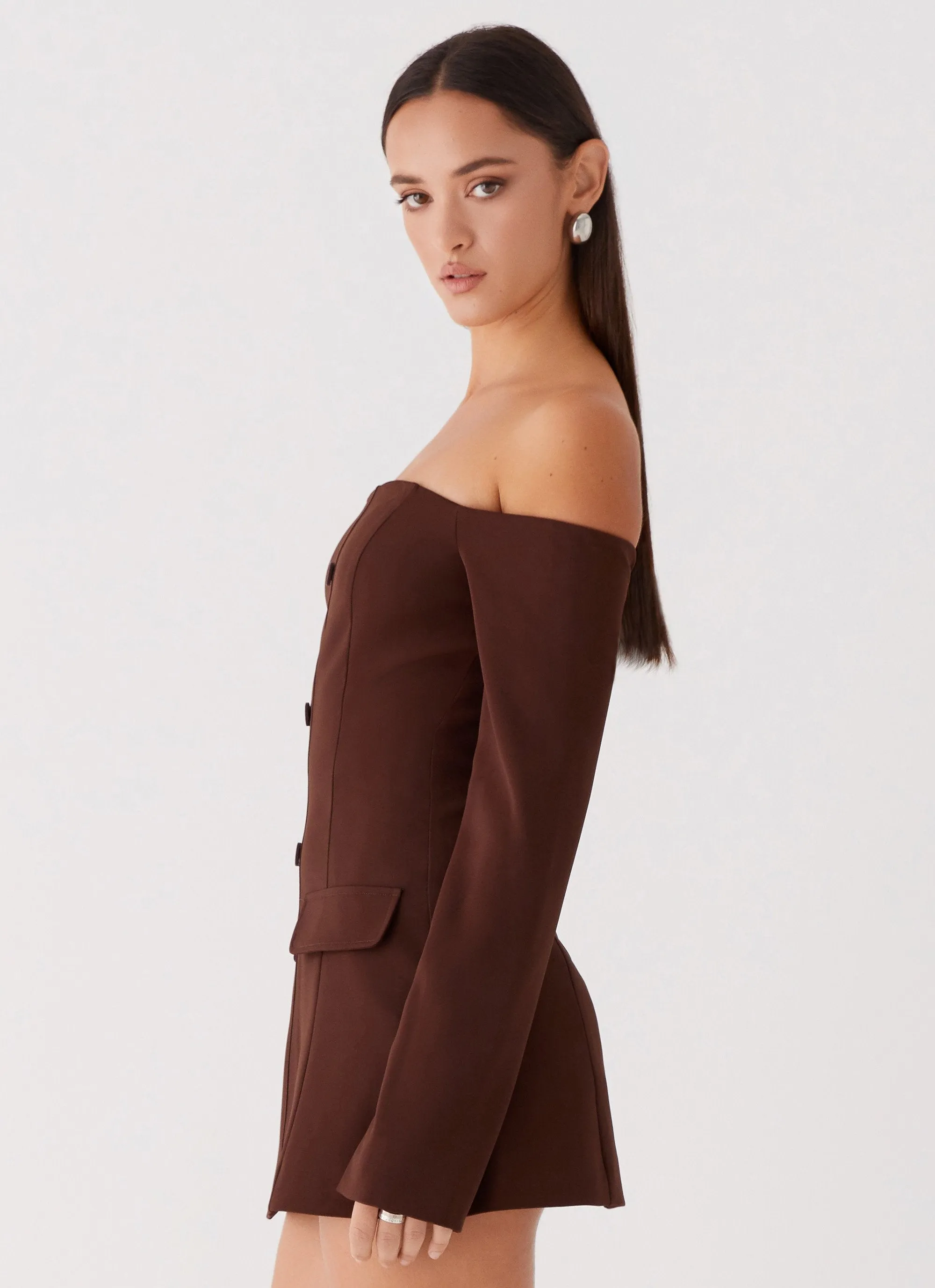 Dominique Blazer Mini Dress - Chocolate