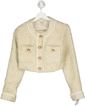 Dream Sister Jane Cream Cropped Tweed Blazer UK S