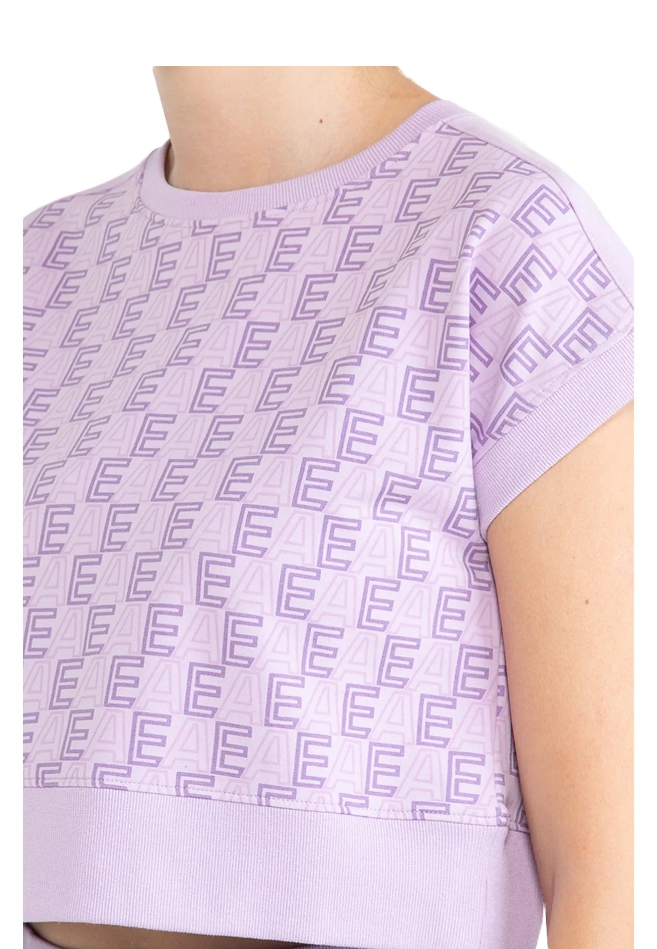 ELLE Active All-Over Logo Monogram Cropped Top