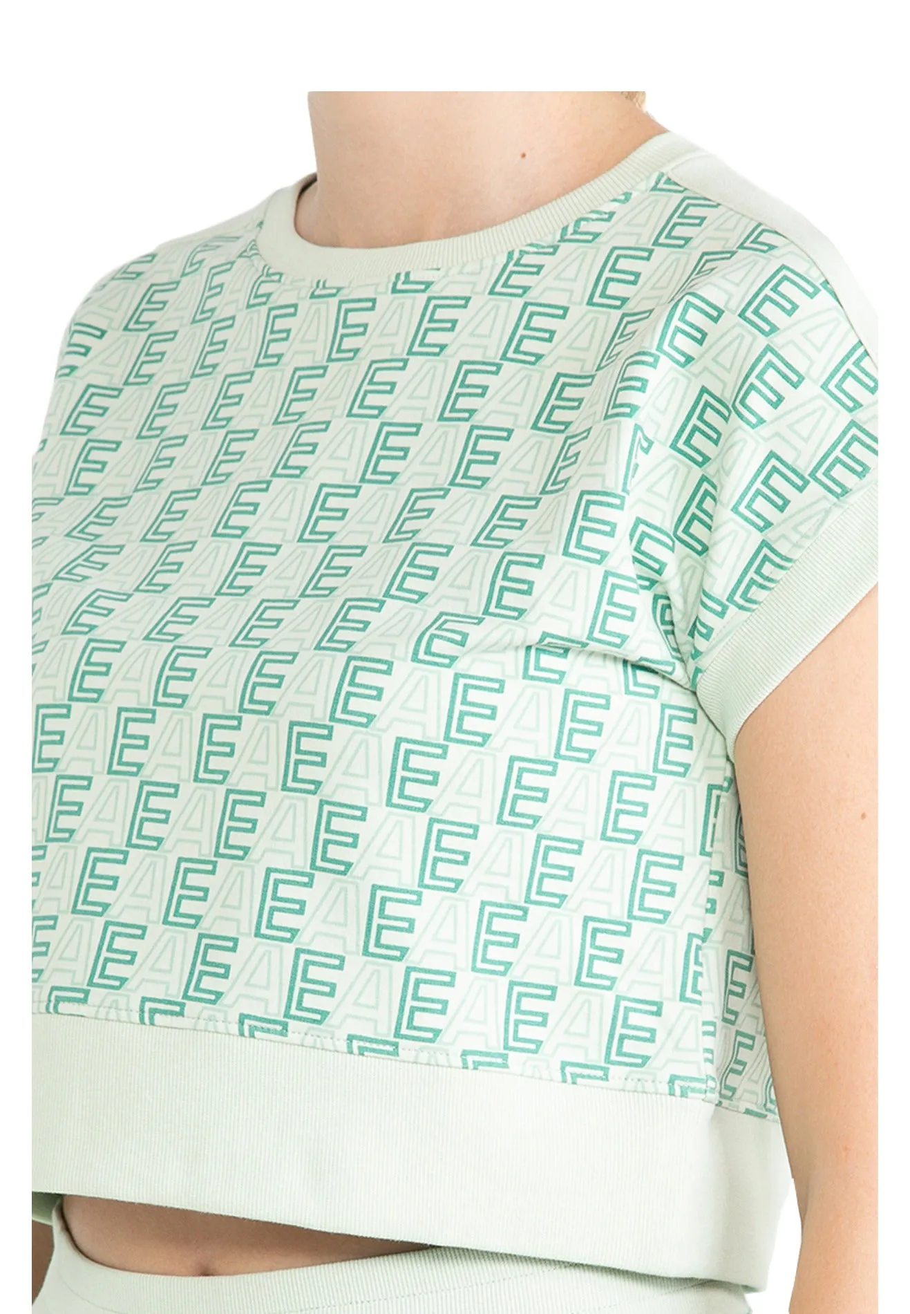 ELLE Active All-Over Logo Monogram Cropped Top