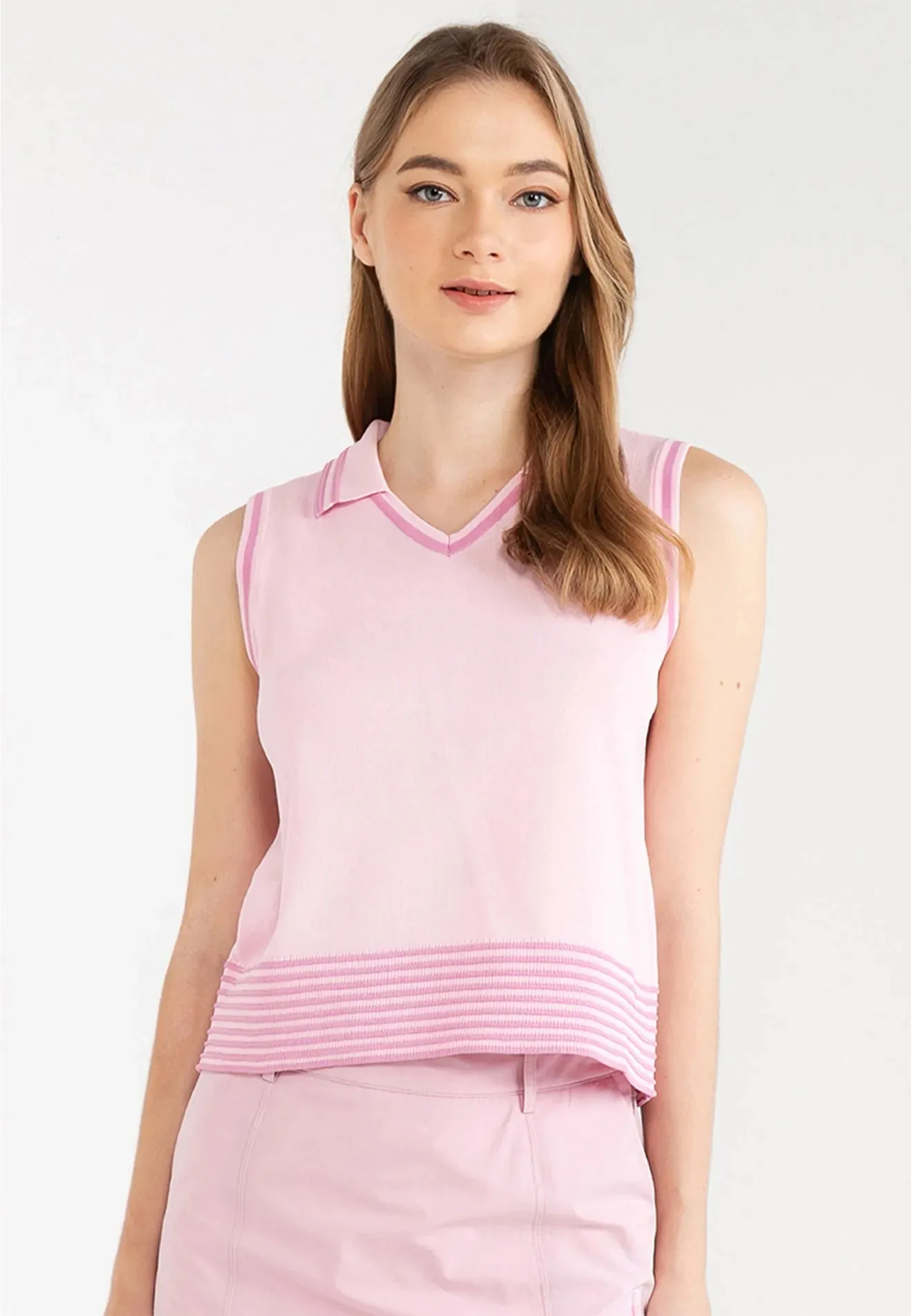 ELLE Active Stripe Details Sleeveless Knit Top