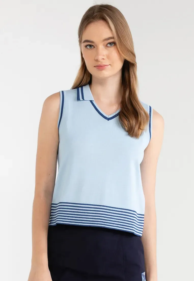 ELLE Active Stripe Details Sleeveless Knit Top