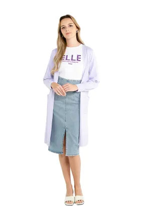 ELLE Apparel Drop Shoulder Buttonless Long Knit Cardigan