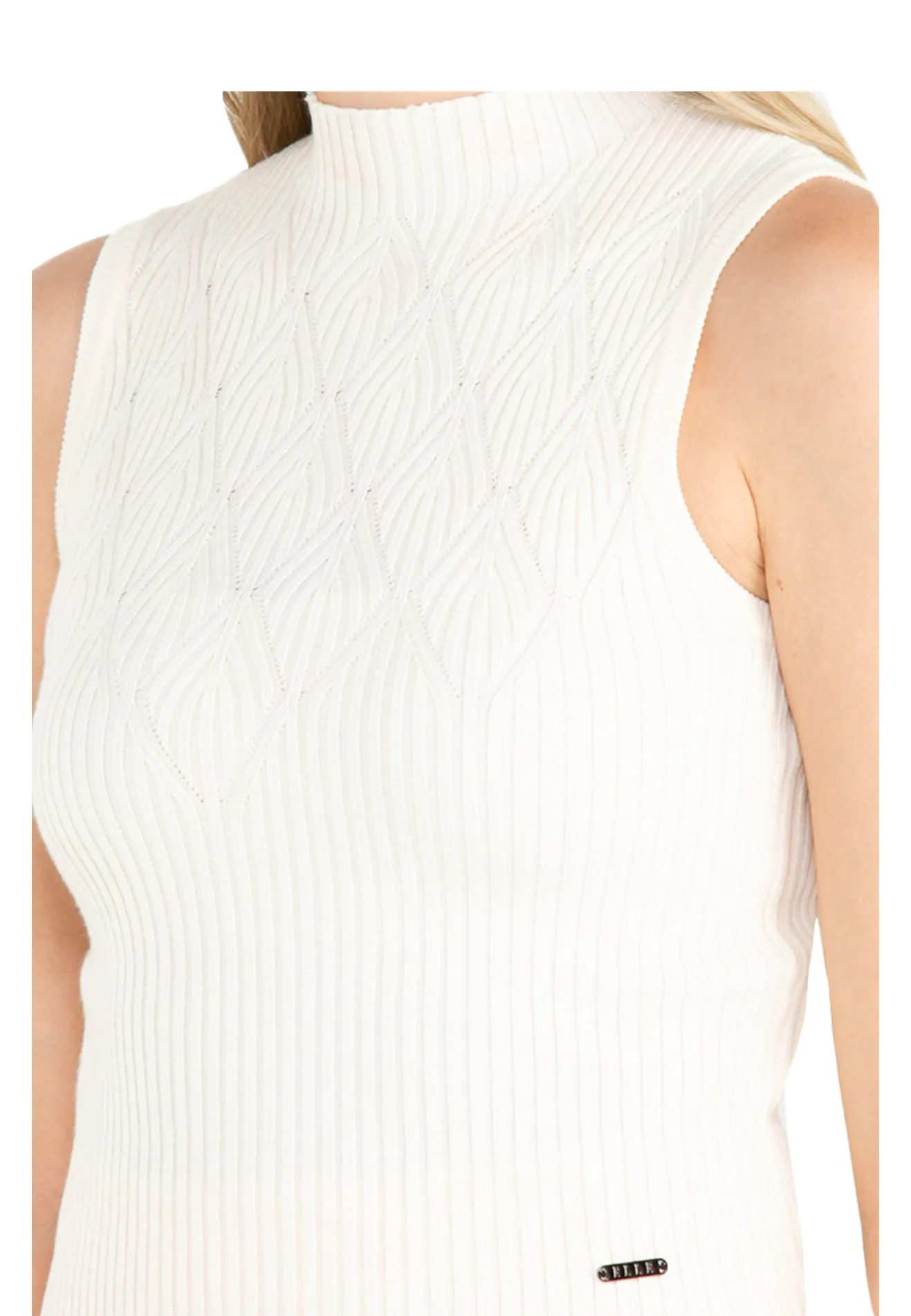 ELLE Apparel High Neck Sleeveless Yarn Knit Top