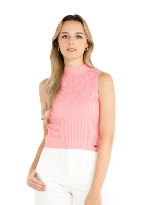 ELLE Apparel High Neck Sleeveless Yarn Knit Top