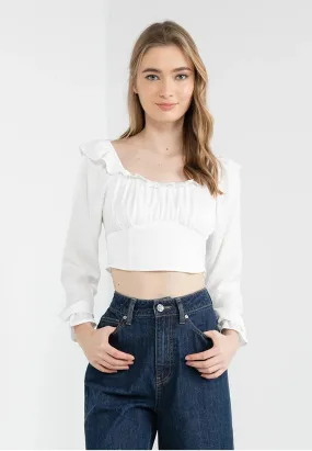 ELLE Apparel Ruffle Neck Bustier Crop Top