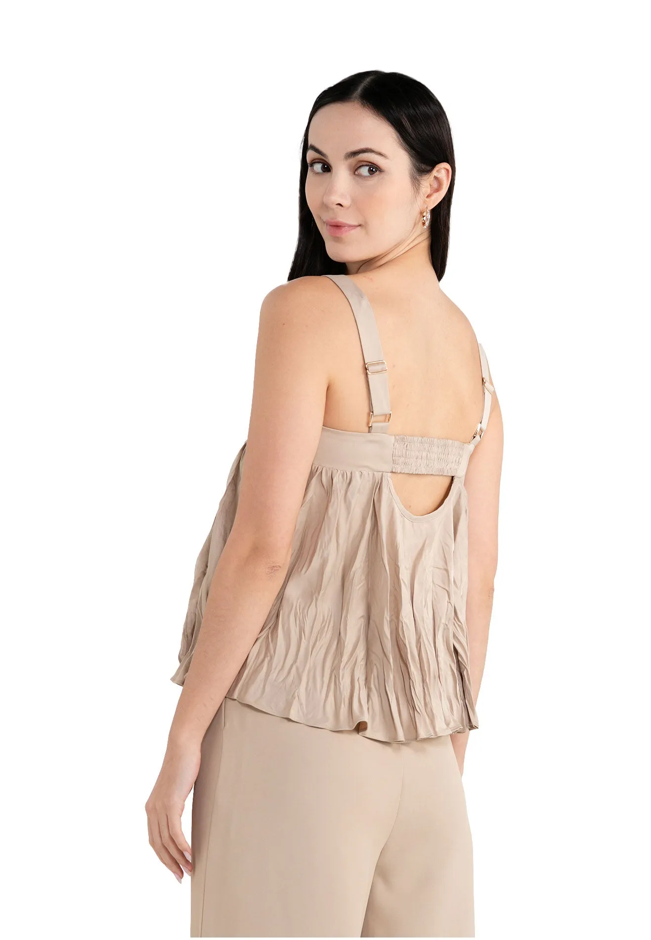 ELLE Apparel Sleeveless Wine Tassel Top With Adjustable Shoulder Strap