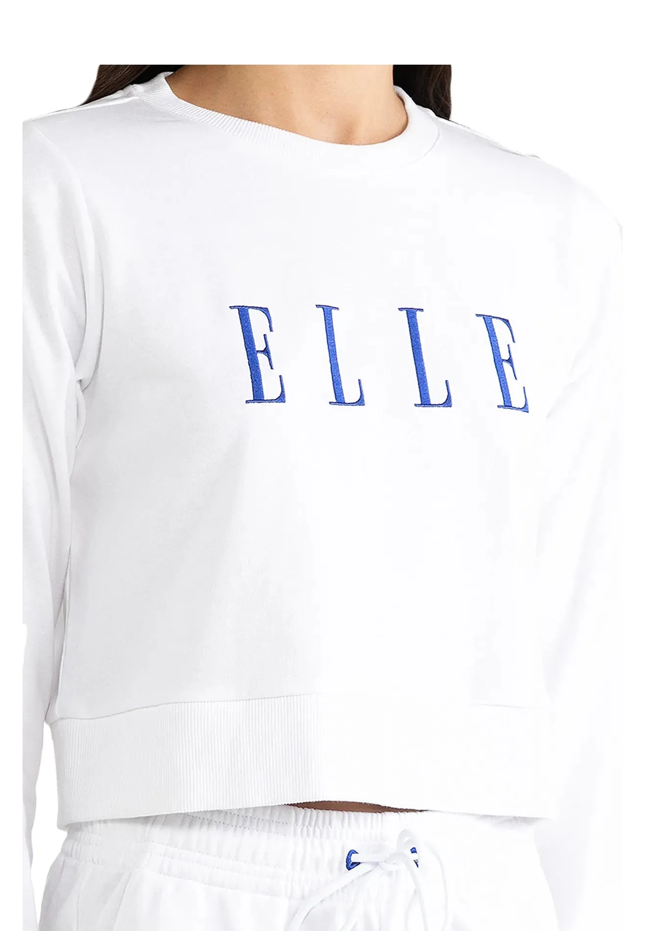 ELLE Leisure Logo Round Neck Cropped Sweatshirt