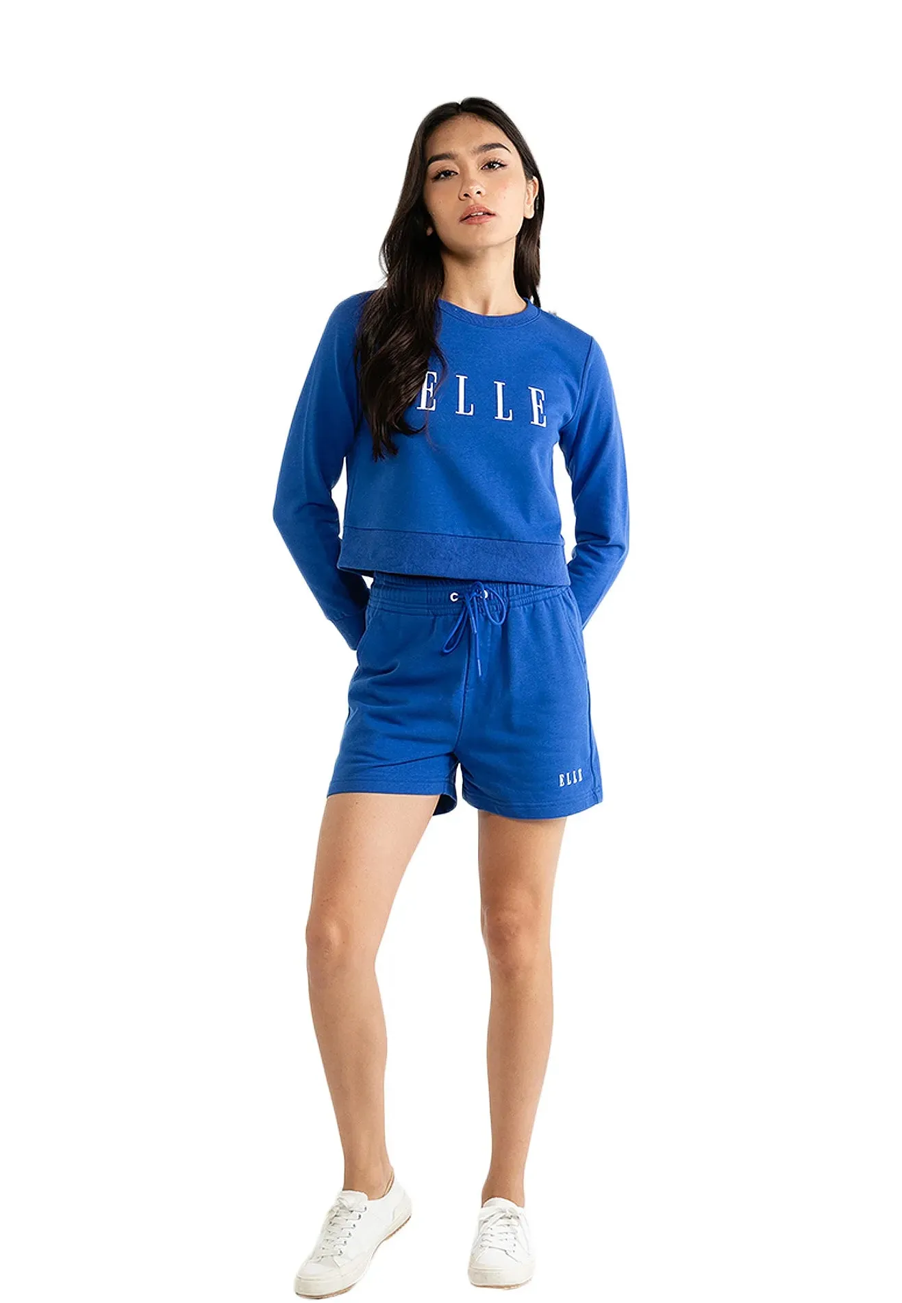 ELLE Leisure Logo Round Neck Cropped Sweatshirt