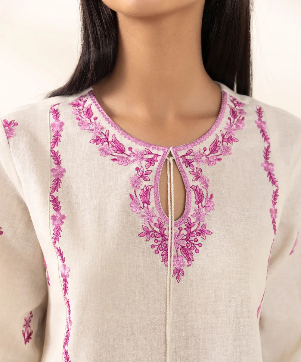 Embroidered Cotton Linen Shirt