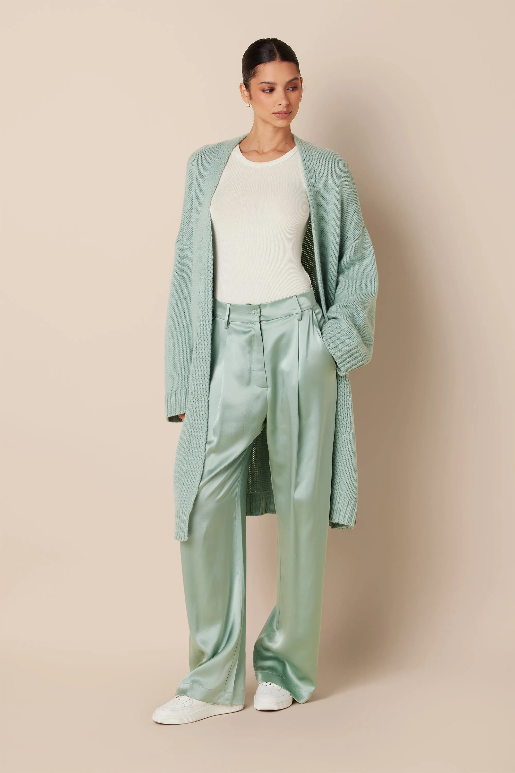 EMERSON PLEATED SILK PANT | SEAFOAM